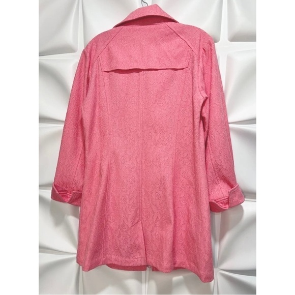 Susan Graver Sz S Pink Textured Lace Zip Up Longline Jacket Spring Easter Womens - Picture 4 of 7